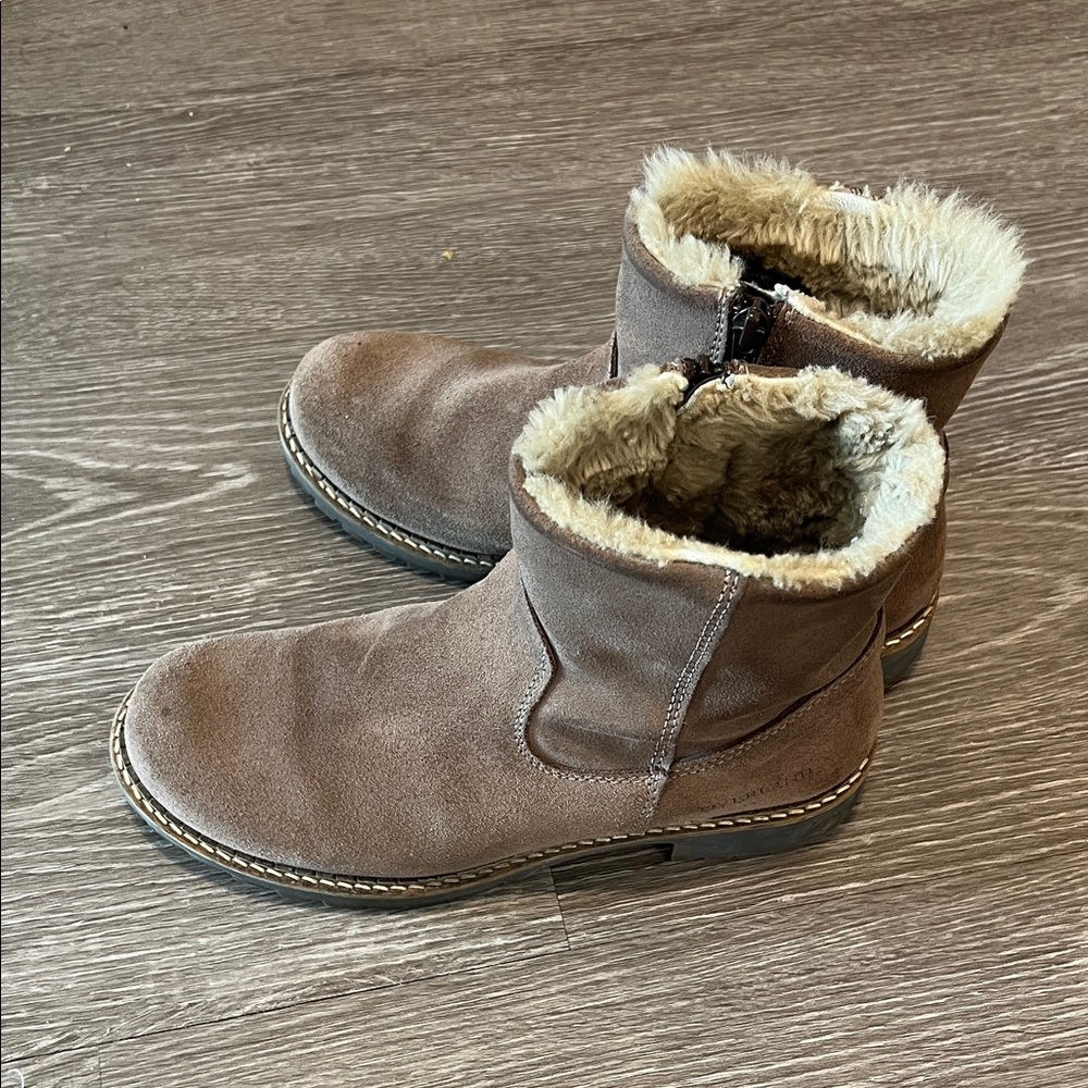 Overland Brown Suede Shearling Ankle Boots